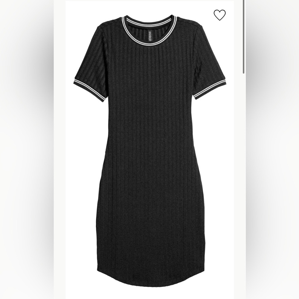 H&M Black and White Ribbed mini bodycon dress